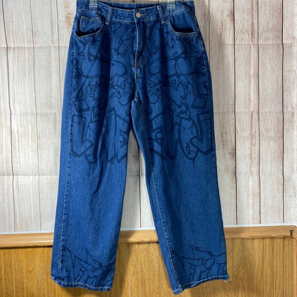 Shein Lot of 3 Pairs of Jeans Size 0XL 33 Waist Skater Punk Destroyed Graffiti - Picture 9 of 12